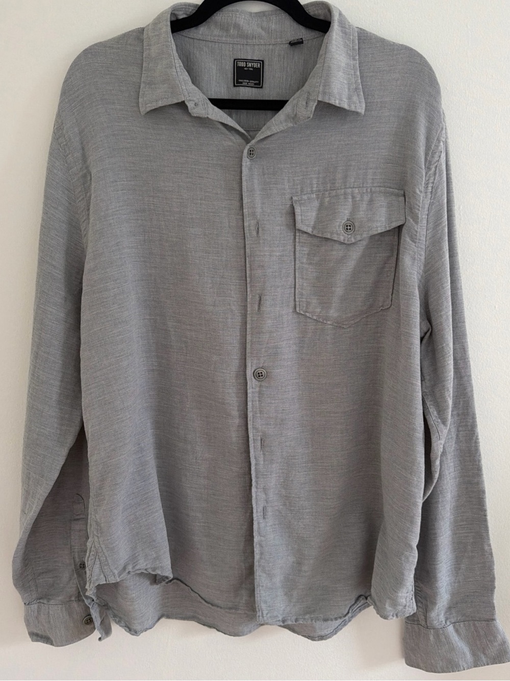 Todd Snyder Light Gray Casual Button-Down Shirt Cotton/Cashmere Blend